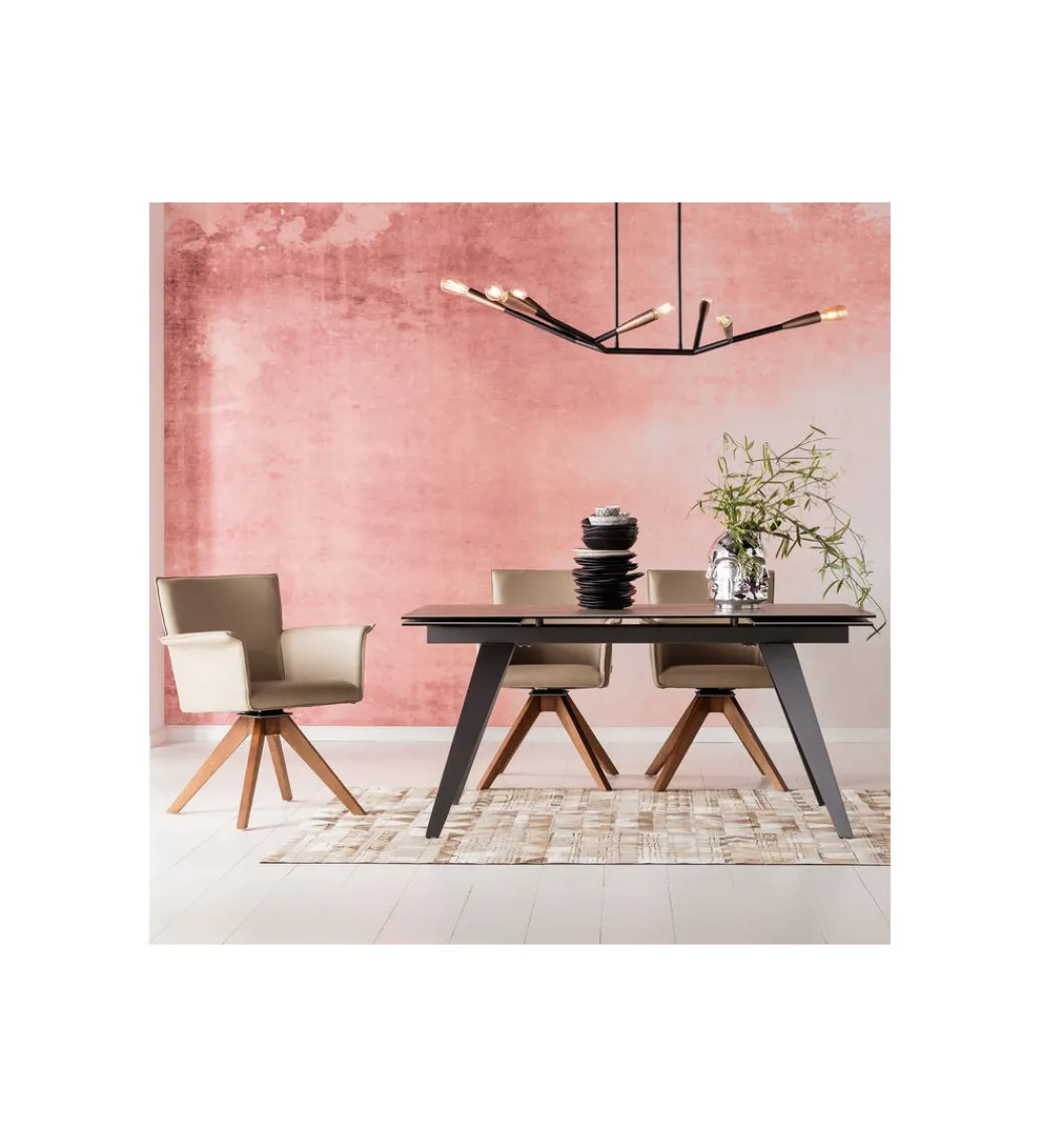 KDesign Stół rozkładany AMSTERDAM od 160 do 240 cm ceramika czarna szkło