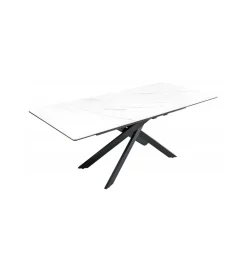 Invicta Interior Stół rozkładany ARKANSAS 160 cm - 200 cm ceramika w optyce białego marmuru