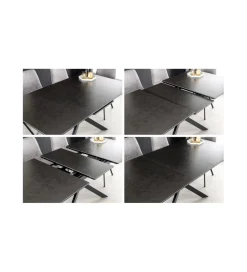 Invicta Interior Stół Rozkładany ARKANSAS 160 Cm - 200 Cm ceramika w optyce antracytowego marmuru
