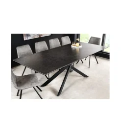Invicta Interior Stół Rozkładany ARKANSAS 160 Cm - 200 Cm ceramika w optyce antracytowego marmuru