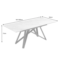 Invicta Interior Stół rozkładany ATLAS 160 do 200 cm ceramika biała