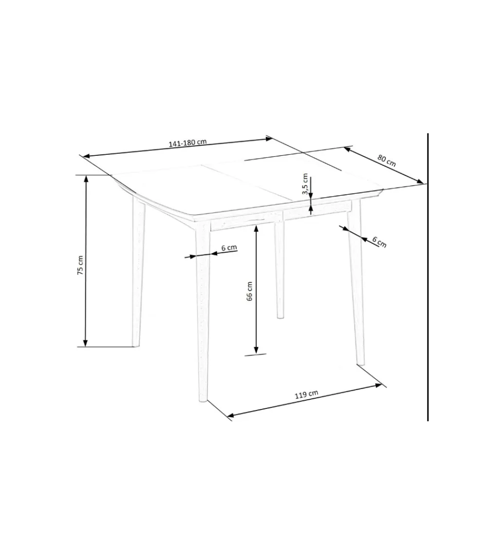 Halmar Stół rozkładany BARRET 90 cm - 190 cm biały