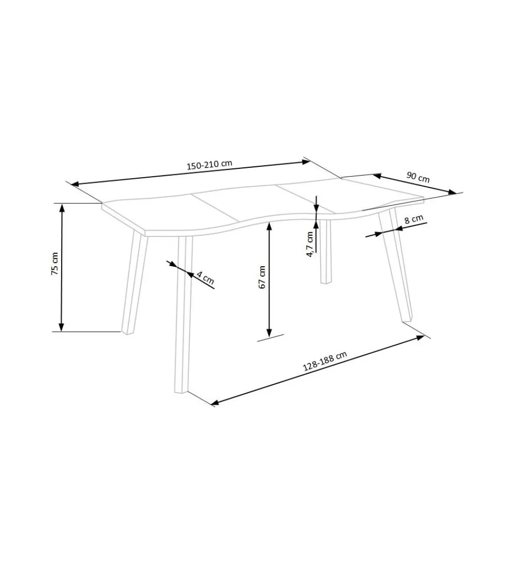 Halmar Stół rozkładany DICKSON 150 cm - 210 cm w optyce dąb naturalny