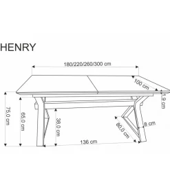 Halmar Stół rozkładany HENRY 180 - 300 cm naturalny