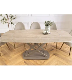 Invicta Interior Stół rozkładany INCEPTION 130-190 cm ceramiczny blat z trawertynu beż