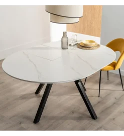 Zona-Design Stół rozkładany JAMEOX 120 cm czarny blat ceramika w optyce marmuru
