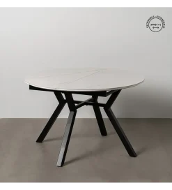 Zona-Design Stół rozkładany JAMEOX 120 cm czarny blat ceramika w optyce marmuru