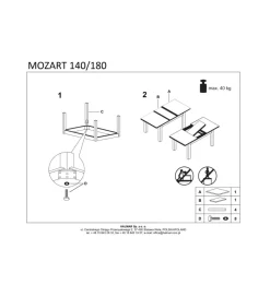 Halmar Stół rozkładany MOZART 140 cm - 180 cm biały