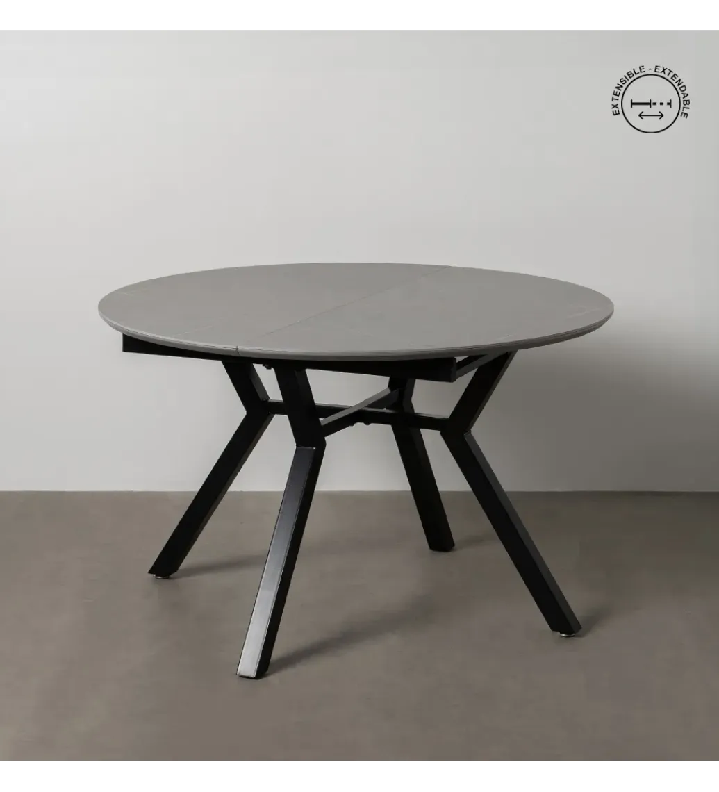 Zona-Design Stół rozkładany PATARASO 120 cm ceramika szara nogi czarne