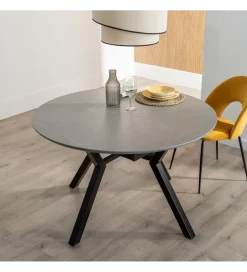 Zona-Design Stół rozkładany PATARASO 120 cm ceramika szara nogi czarne