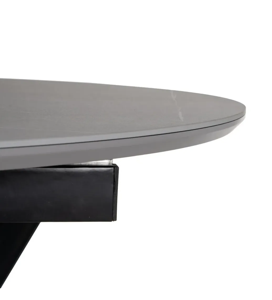 Zona-Design Stół rozkładany PATARASO 120 cm ceramika szara nogi czarne