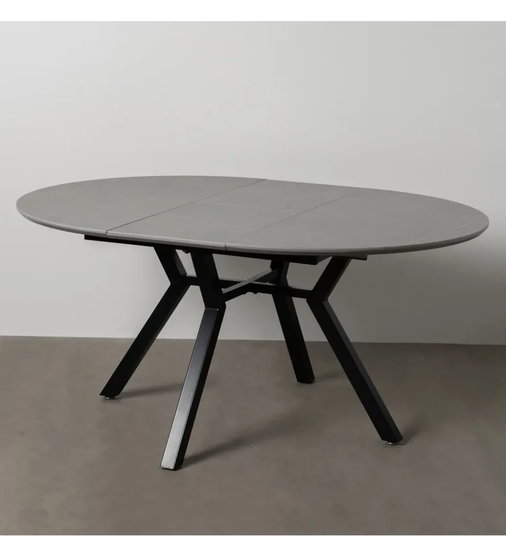 Zona-Design Stół rozkładany PATARASO 120 cm ceramika szara nogi czarne