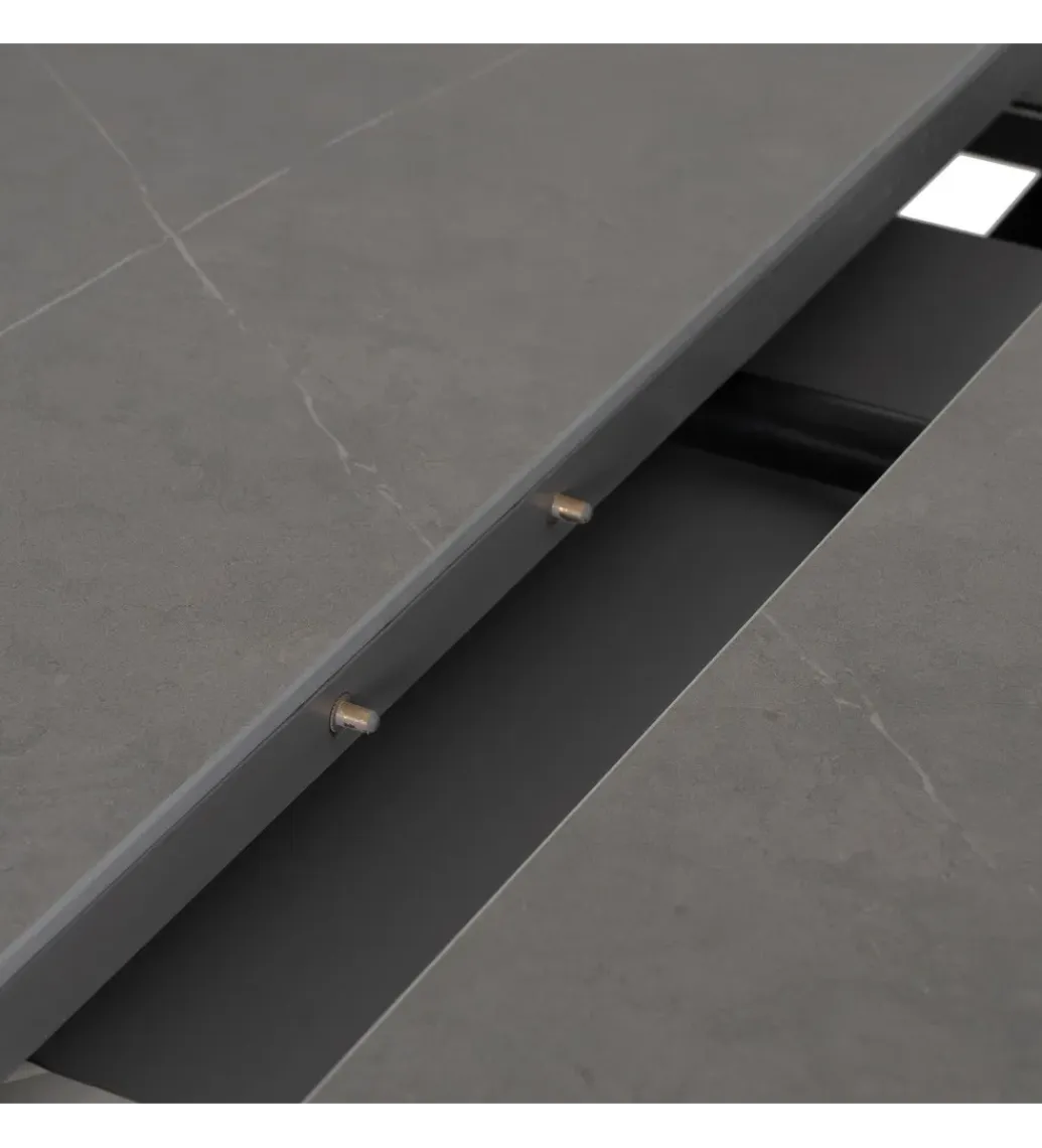 Zona-Design Stół rozkładany PATARASO 120 cm ceramika szara nogi czarne