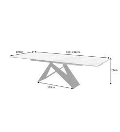 Invicta Interior Stół rozkładany PLATON Prometheus 180 cm - 260 cm ceramika w optyce marmuru