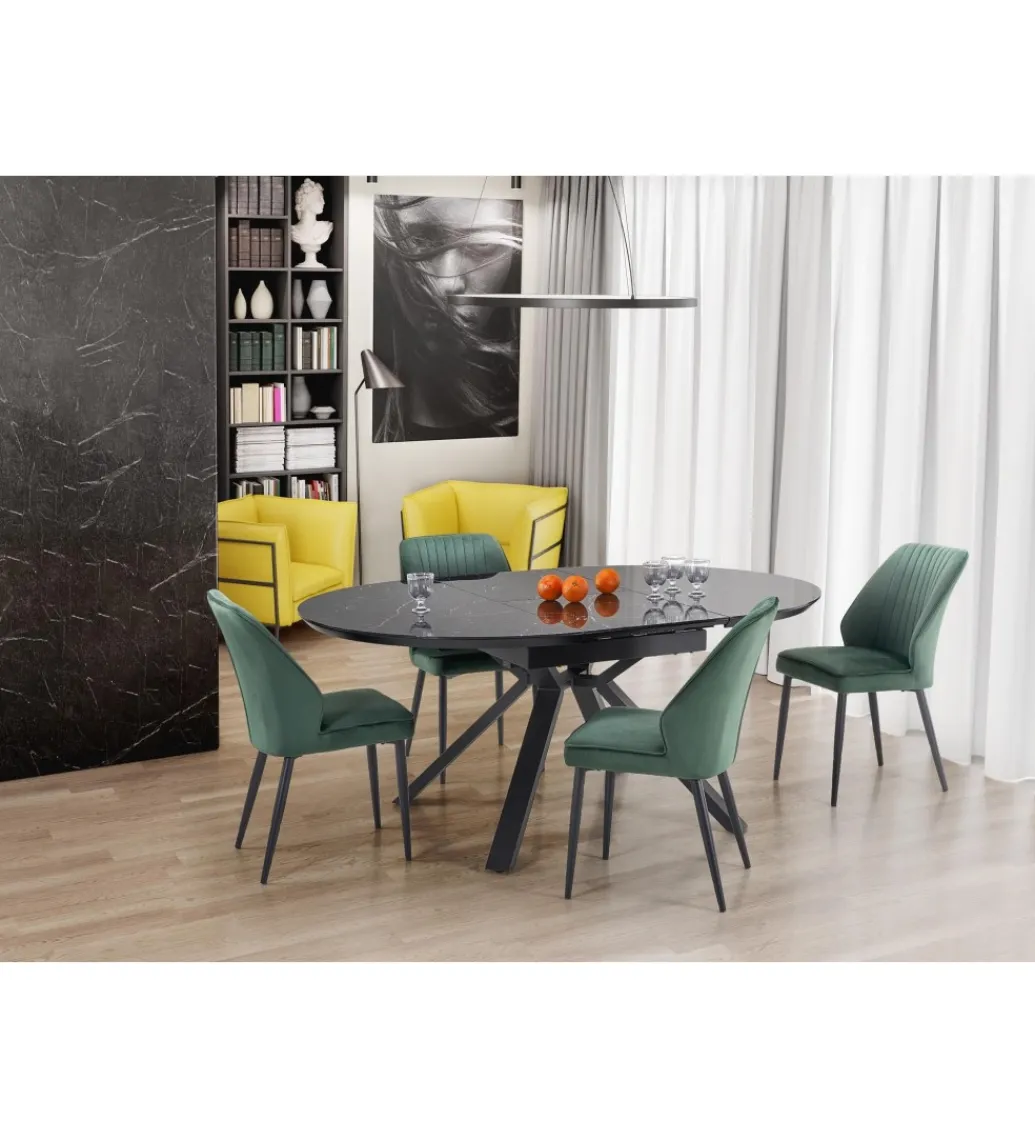 Halmar Stół rozkładany VERTIGO 130 cm - 180 cm w optyce czarnego marmuru