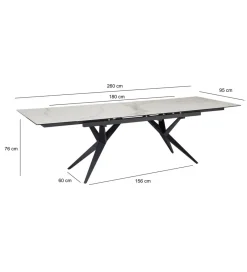 WOHNLING, GERMANY Stół rozkładany WOHNLING od 180 od 260 cm ceramika w optyce marmuru nogi Y