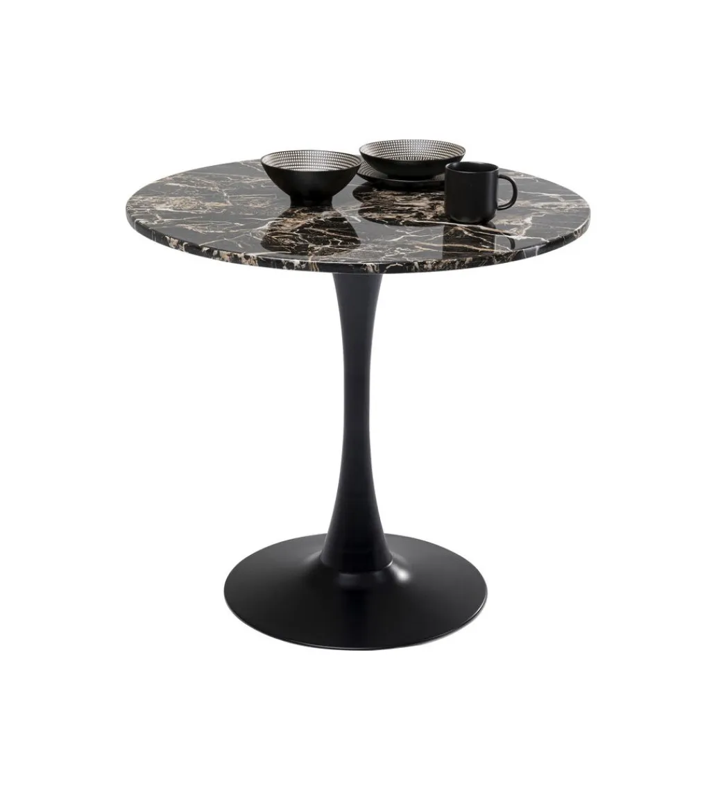 KARE Stół SCHICKERIA 80 cm efekt czarnego marmuru