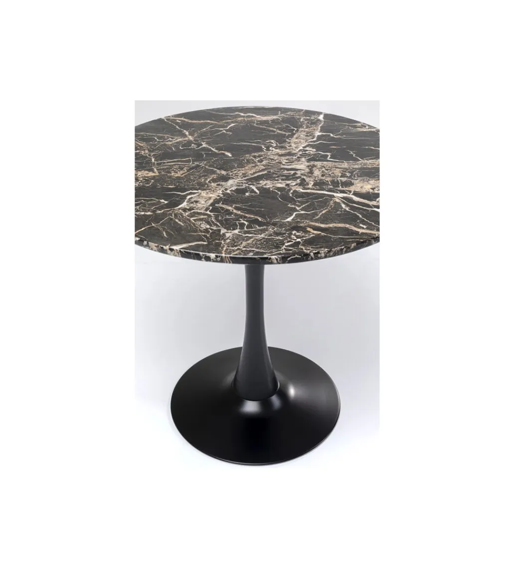 KARE Stół SCHICKERIA 80 cm efekt czarnego marmuru