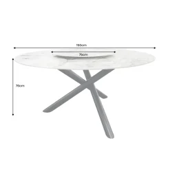 Invicta Interior - przedsprzedaż Stół SPIN 150 cm ceramiczny marmur biały z obrotowym wynajmowanym blatem