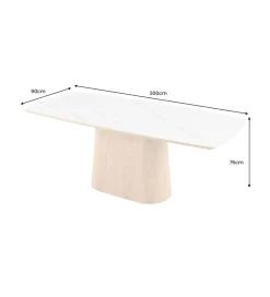 Invicta Interior Stół UNIQUE 200 cm drewno dębowe biały ceramiczny blat