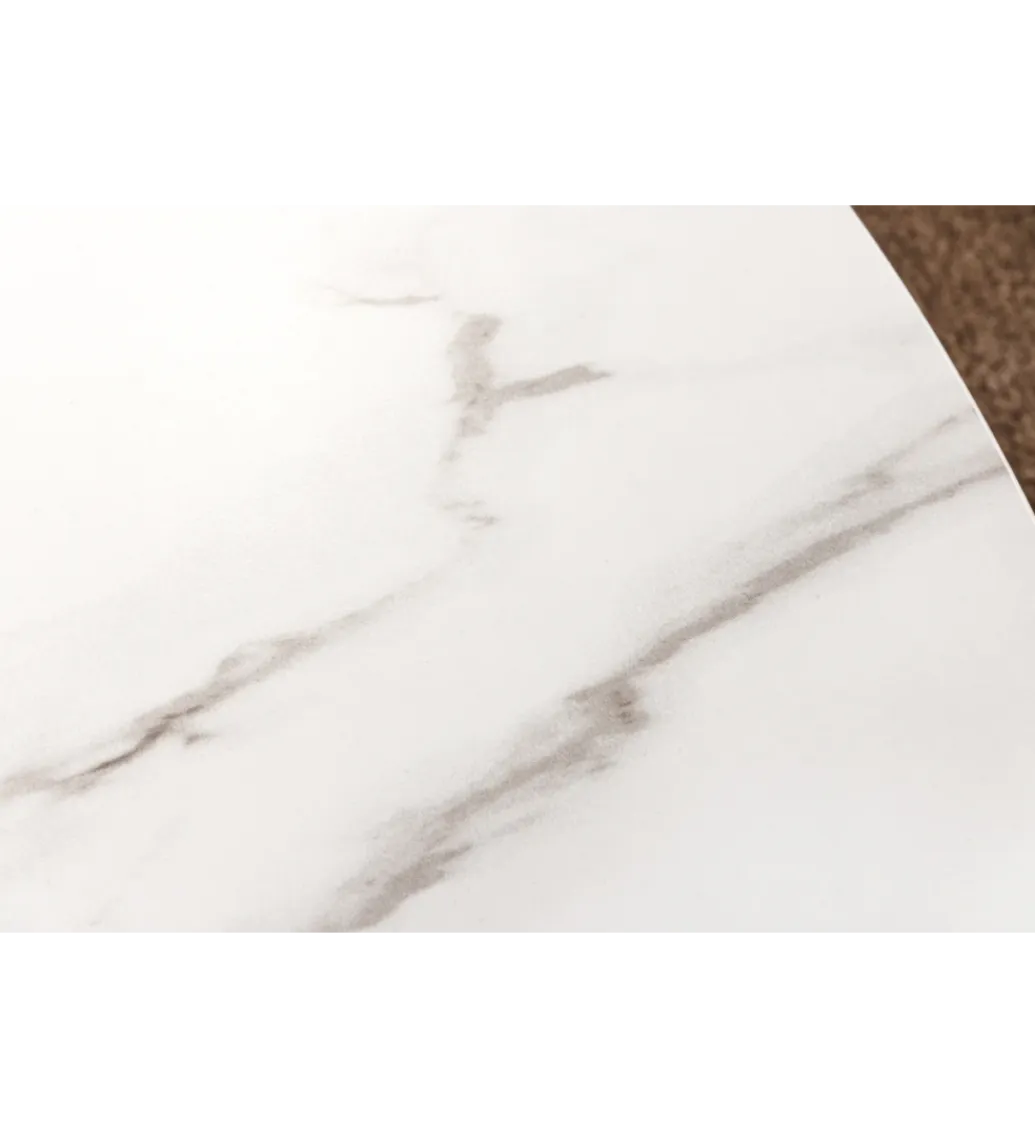 Invicta Interior Stół UNIQUE 120 cm drewno orzecha biały ceramiczny blat