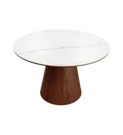 Invicta Interior Stół UNIQUE 120 cm drewno orzecha biały ceramiczny blat