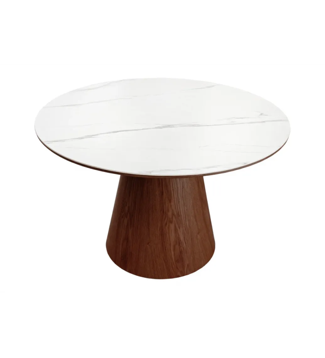 Invicta Interior Stół UNIQUE 120 cm drewno orzecha biały ceramiczny blat