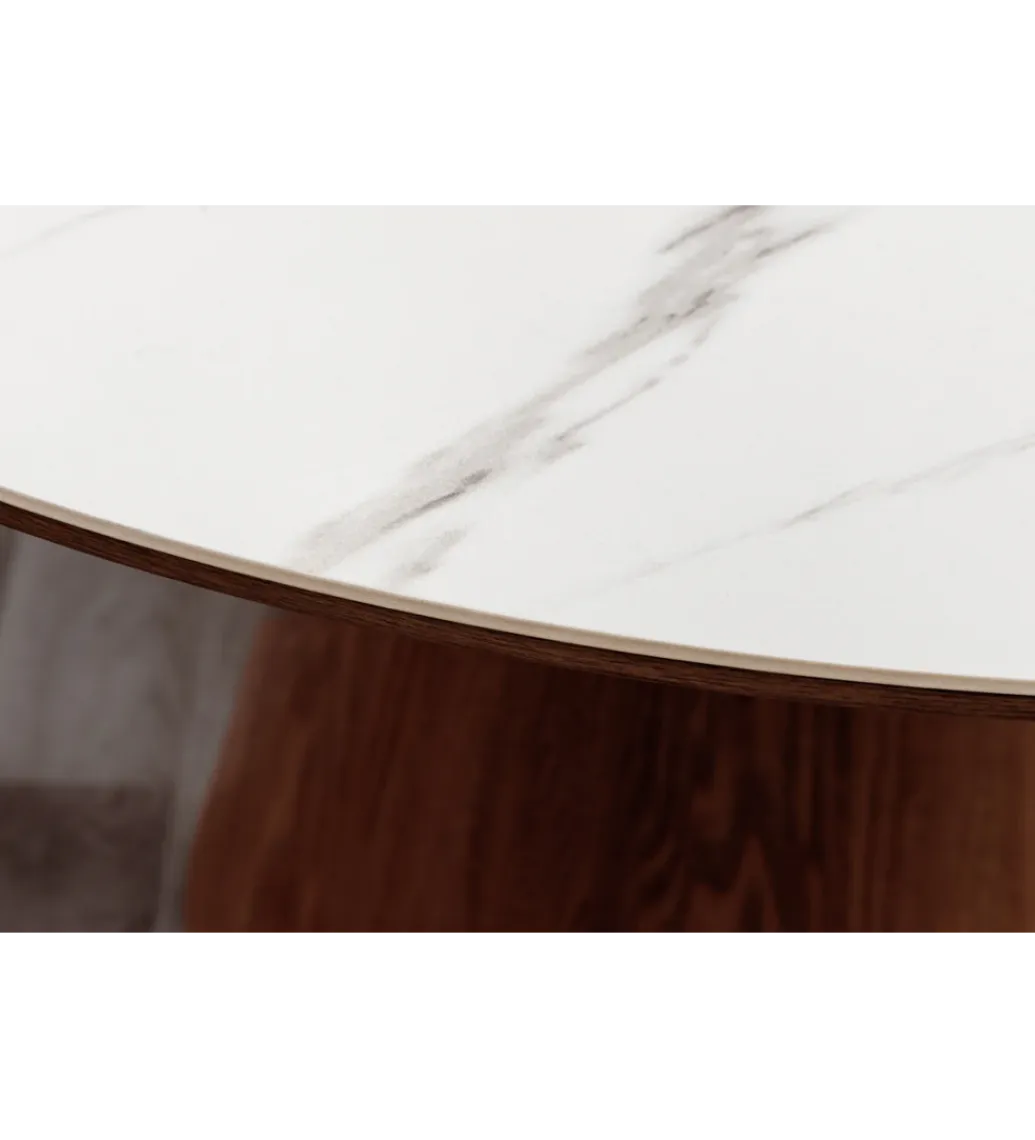 Invicta Interior Stół UNIQUE 120 cm drewno orzecha biały ceramiczny blat