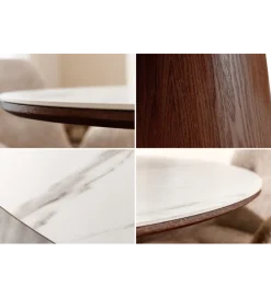 Invicta Interior Stół UNIQUE 120 cm drewno orzecha biały ceramiczny blat