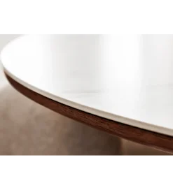 Invicta Interior Stół UNIQUE 120 cm drewno orzecha biały ceramiczny blat