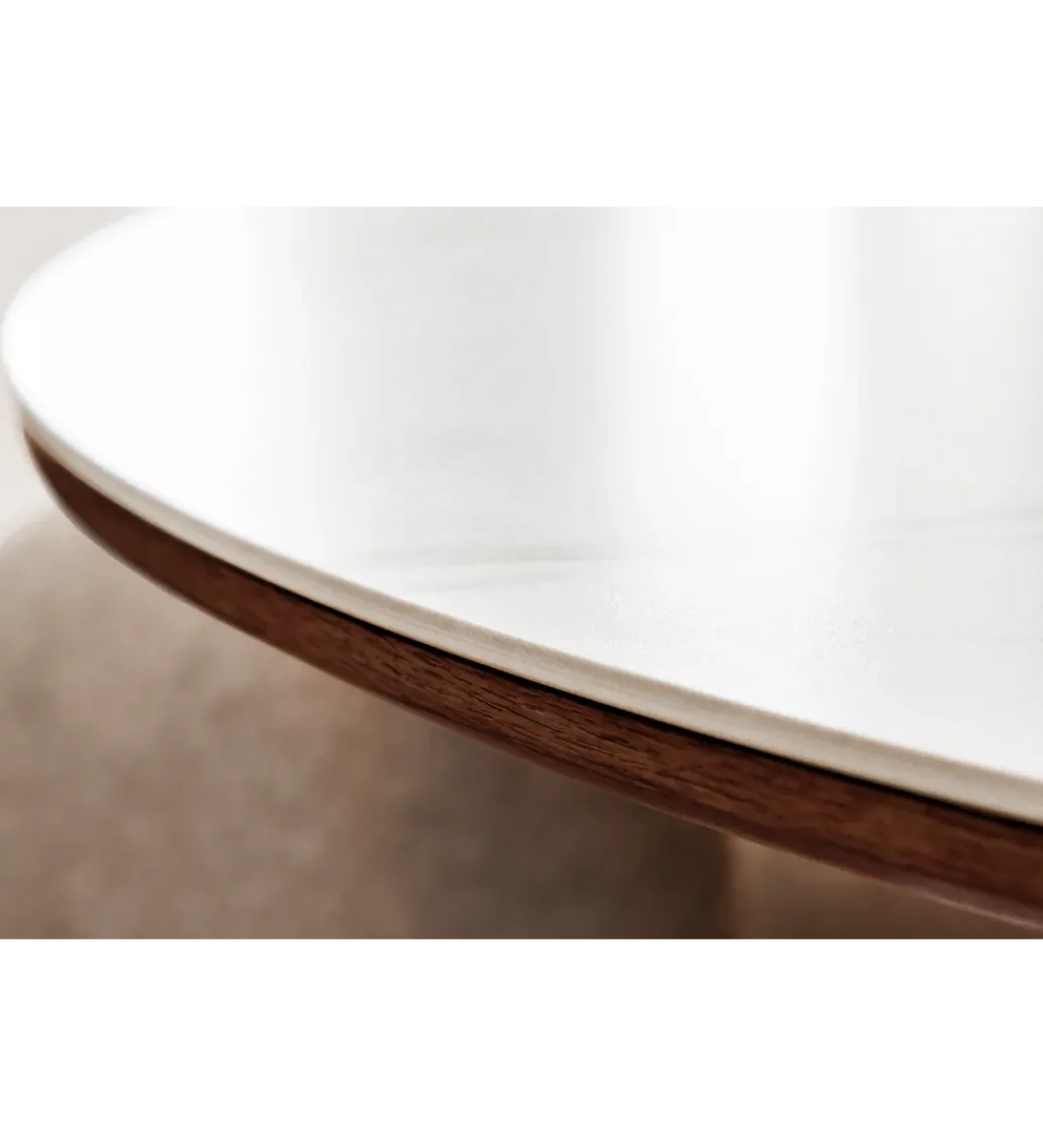 Invicta Interior Stół UNIQUE 120 cm drewno orzecha biały ceramiczny blat