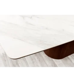 Invicta Interior Stół UNIQUE 200 cm drewno orzechowe blat ceramika w optyce białego marmuru