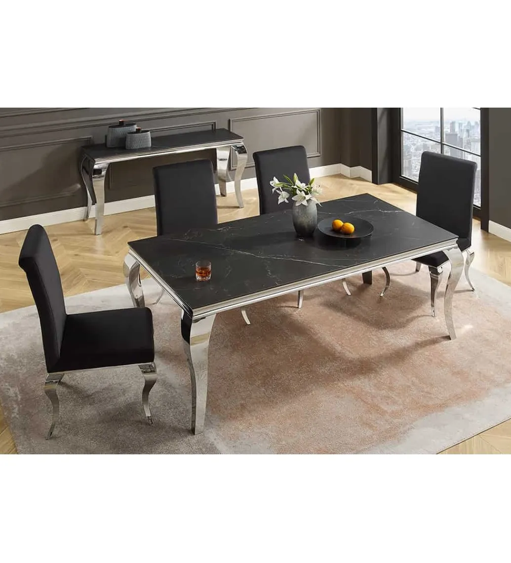 Invicta Interior Stół VENETO Modern Barock 180 cm w optyce czarnego marmuru