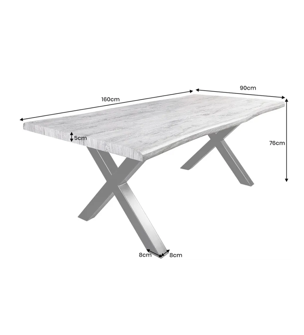 Invicta Interior Stół WILD 160 cm bielony wygląd dębu szary