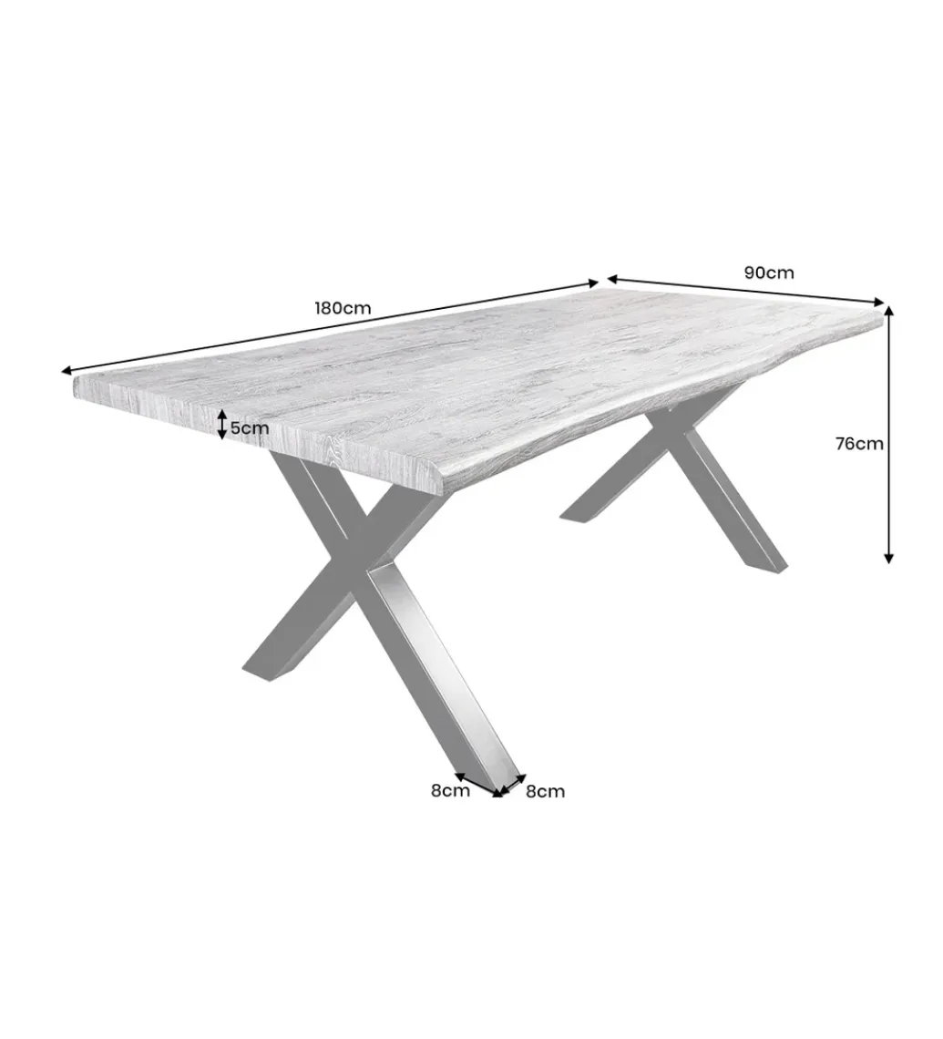 Invicta Interior Stół WILD 180 cm bielony wygląd dębu szary