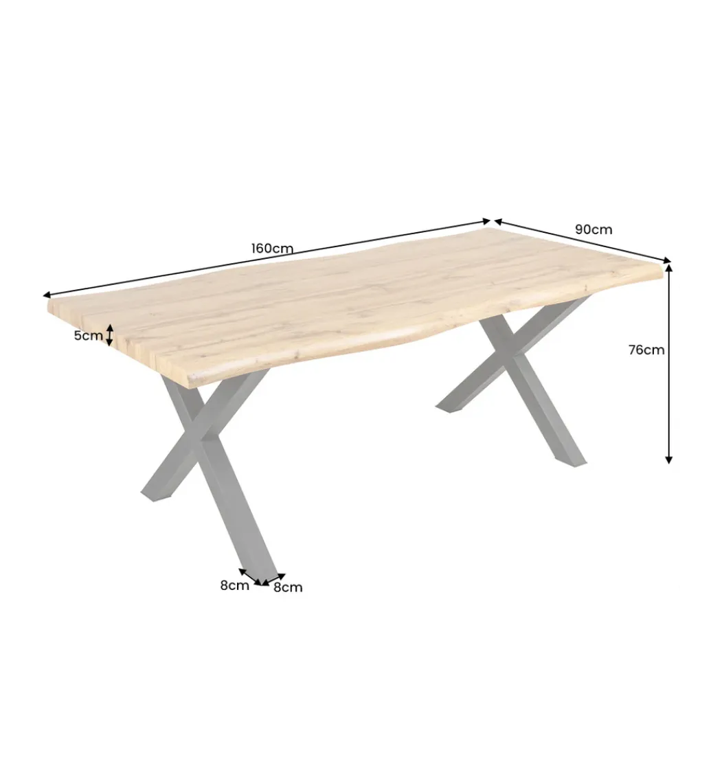 Invicta Interior Stół WILD 160 cm nogi X wygląd naturalnego dębu