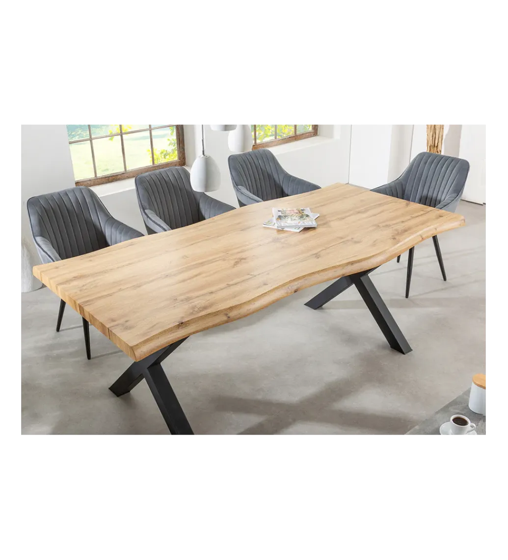 Invicta Interior Stół WILD 160 cm nogi X wygląd naturalnego dębu
