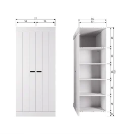 WOOOD Szafa CONNECT 175 cm drewno sosny biała