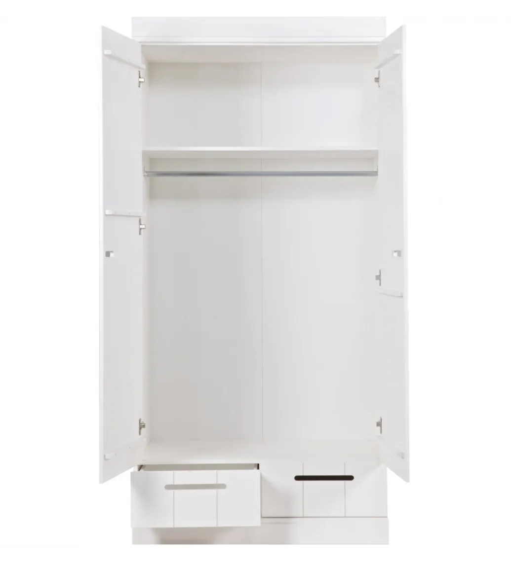 WOOOD Szafa DRAWER 195 x 94 cm drewno sosna biała
