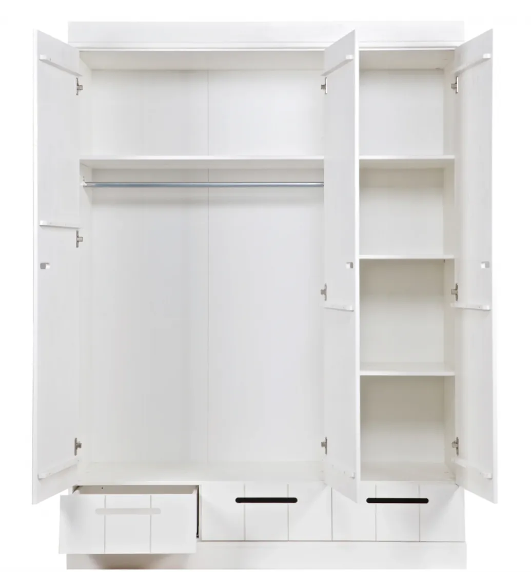 WOOOD Szafa DRAWER 195 x 140 cm drewno sosna biała
