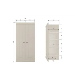 WOOOD Szafa DRAWER 195 x 94 cm drewno sosna dust