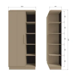 WOOOD Szafa LOWEN 221 cm drewno sosny piaskowa