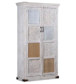 Exclusivas Szafa NEMARIA 180 cm drewno mango biała przecierana