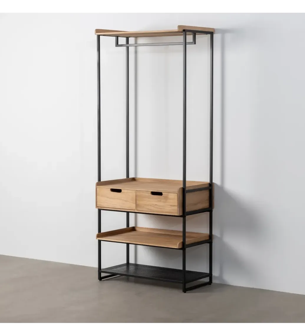 Zona-Design Szafa otwarta INDUSTRIAL 80 cm naturalna czarna