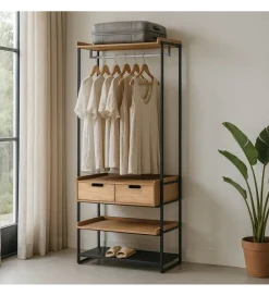 Zona-Design Szafa otwarta INDUSTRIAL 80 cm naturalna czarna