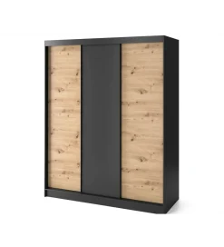 ELTAP Szafa przesuwna Esville III 180 cm w optyce Dąb artisan/Czarny mat