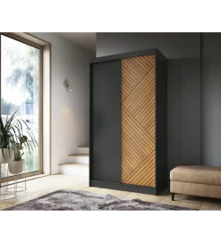 ELTAP Szafa przesuwna Marrphy II 120 cm czarny/dąb caramel