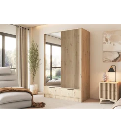 ELTAP Szafa przesuwna VOODI II 120 cm z lustrem kolor dąb artisan