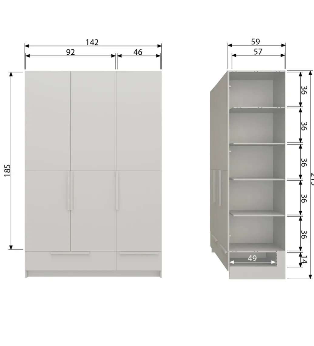 WOOOD Szafa PURE 215 x 142 cm drewno sosny dust
