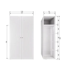 WOOOD Szafa SIPKE 210 cm drewno sosny biała